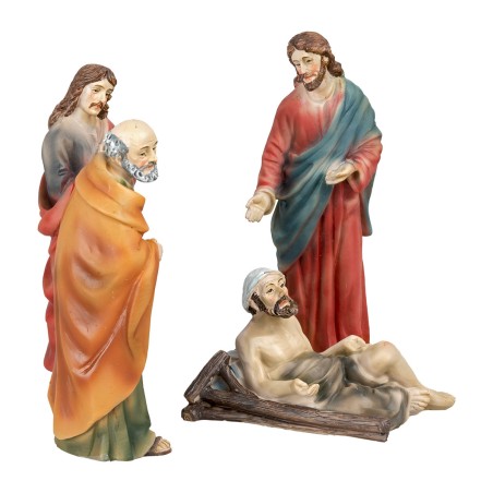 12 cm Healing of the Paralytic Set in Resin for Mondo Nativity Scene