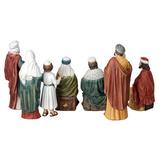 Set ritrovamento di Gesù al tempio 12 cm in resina per presepe