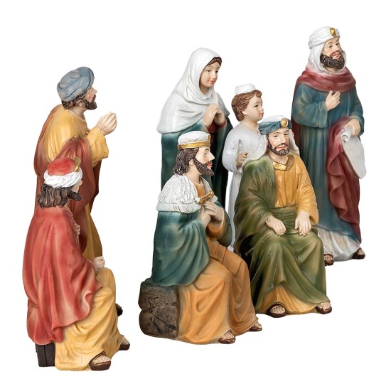 Set ritrovamento di Gesù al tempio 12 cm in resina per presepe