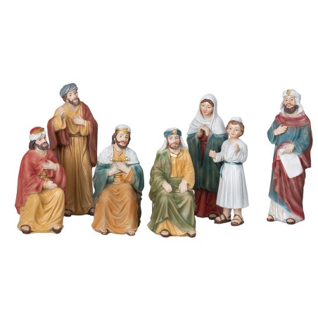 Set ritrovamento di Gesù al tempio 12 cm in resina per presepe