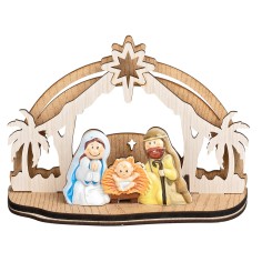 Nativity set with wooden stable 18.5x8x13h for nativity scene