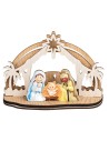 Nativity block with wooden stable complete with lighting cm