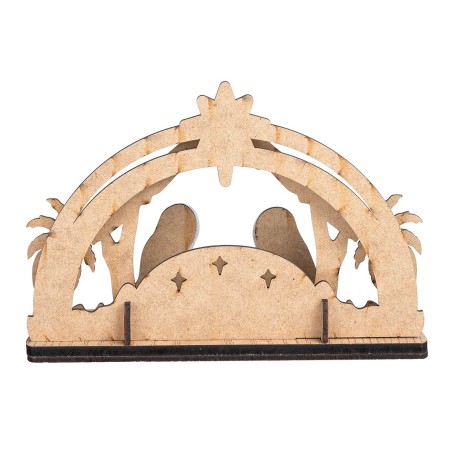 Nativity block with wooden stable complete with lighting cm