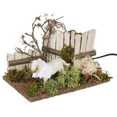 Pecora in movimento con cibo in bocca 15x15x10 per presepe