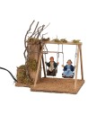 Bimbi sull'altalena serie 15 cm in movimento per presepe Mondo