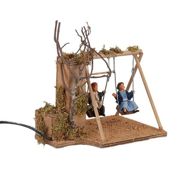 Bimbi sull'altalena serie 15 cm in movimento per presepe Mondo