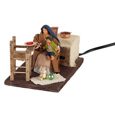 Mother feeding the child on the move series 12 cm for nativity scene