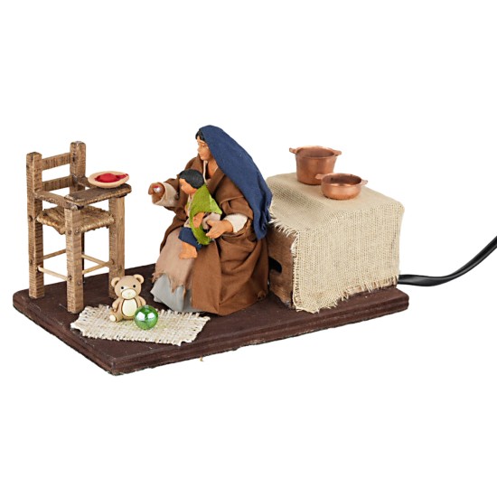 Mamma che nutre il bimbo in movimento serie 12 cm per presepe