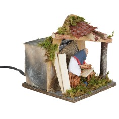 Falegname in movimento con ambientazione 15x15x15 h per presepe