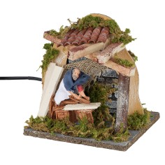 Falegname in movimento con ambientazione 15x15x15 h per presepe 2