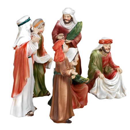 Set ingresso a Gerusalemme 12 cm in resina per presepe Mondo