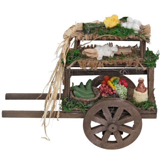 Wooden cart with fruits and vegetables cm 16x5.5x13 h