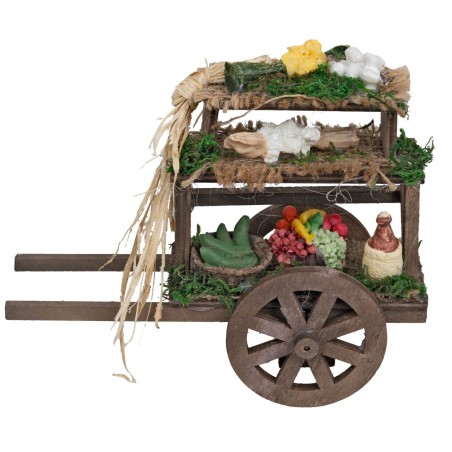 Wooden cart with fruits and vegetables cm 16x5.5x13 h