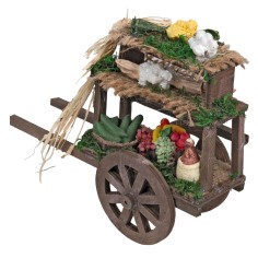 Wooden cart with fruits and vegetables cm 16x5.5x13 h 2