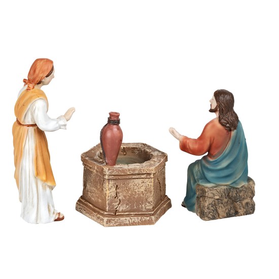 Gesù e la samaritana al pozzo 12 cm resina per presepe Mondo