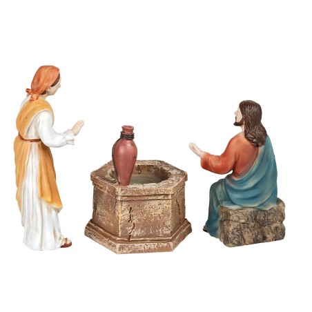 Gesù e la samaritana al pozzo 12 cm resina per presepe Mondo