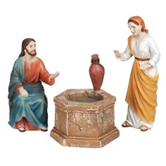 Gesù e la samaritana al pozzo 12 cm resina per presepe Mondo
