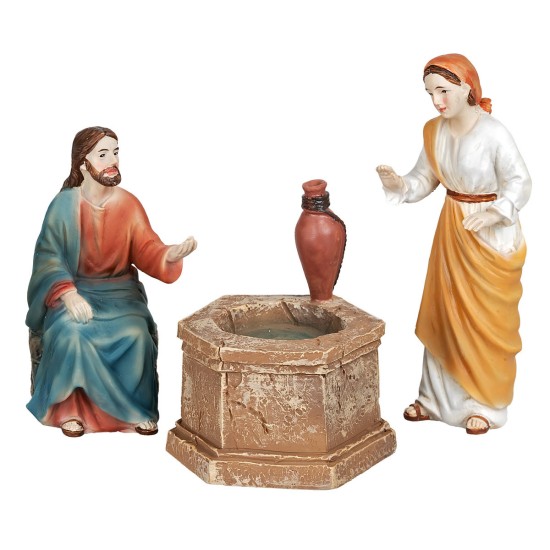Gesù e la samaritana al pozzo 12 cm resina
