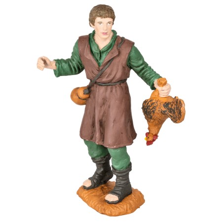 Shepherd with rooster Oliver series 15 cm for Mondo Presepi nativity scene