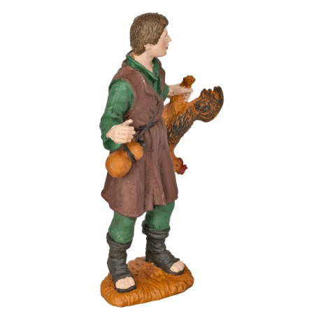 Shepherd with rooster Oliver series 15 cm for Mondo Presepi nativity scene
