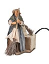Donna che spazza serie 14 cm in movimento per presepe Mondo