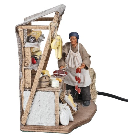 Quesero con banco serie 12 cm en movimiento para belén