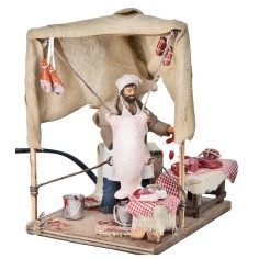 Butcher with counter series 12 cm in motion for nativity scene