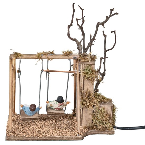 Coppia di bambini su altalena serie 12 cm in movimento per