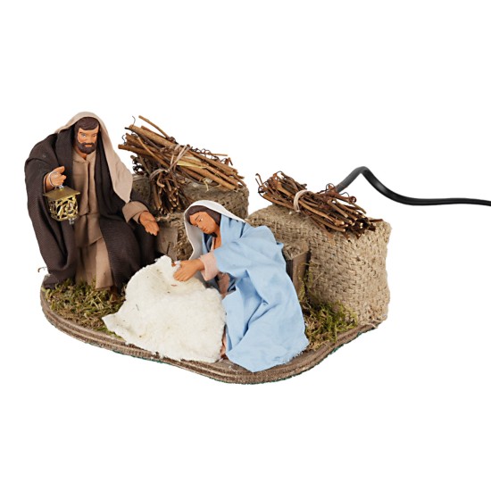 Natividad con Virgen acostada serie 12 cm en movimiento para