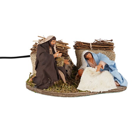 Natividad con Virgen acostada serie 12 cm en movimiento para