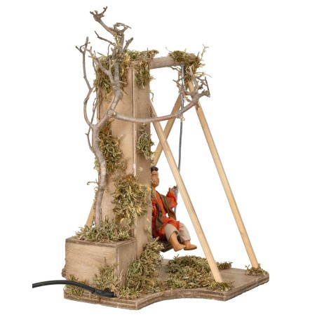 Bambino su altalena serie 12 cm in movimento per presepe Mondo