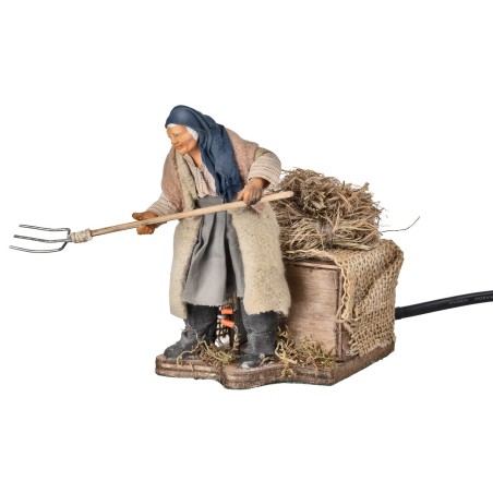 Agricoltore con rastrello serie 12 cm in movimento per presepe