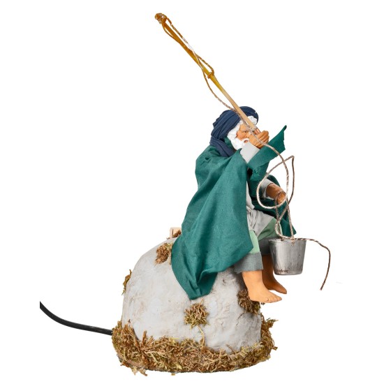 Fisherman on rock series 14 cm with movement for Mondo nativity scene