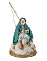 Fisherman on rock series 14 cm with movement for Mondo nativity scene