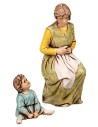 Woman mending with child 10 cm series Landi Moranduzzo
