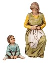 Woman mending with child 10 cm series Landi Moranduzzo