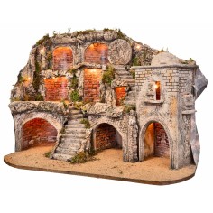 Illuminated Easter Nativity Scene with Caves and Tomb cm 73x45x55 h 2