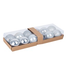Juego de 12 bolitas plata ø 6 cm para árbol de Navidad 2