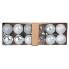 Juego de 12 bolitas plata ø 6 cm para árbol de Navidad