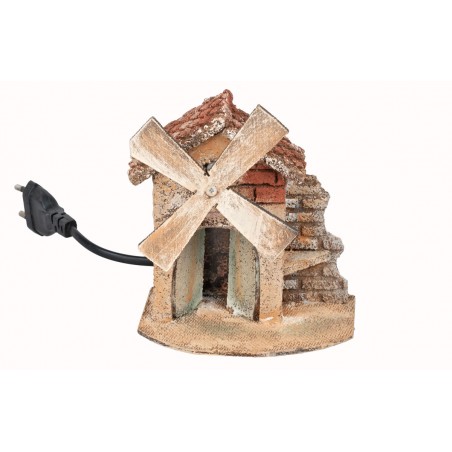 Mulino a vento funzionante cm 11,5x8,5x12,5 h per presepe Mondo