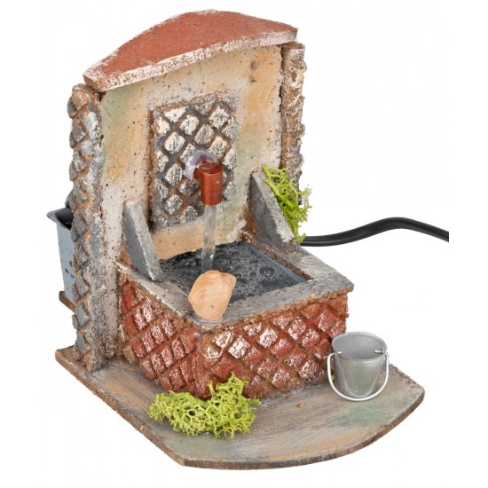 Fontana funzionante in sughero cm 10,5x16x15 h per presepe