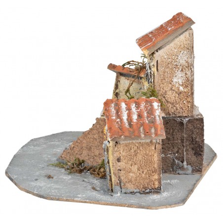 Group of resin houses with staircase for nativity scene World Nativity