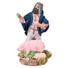 Farmer with pigs 12 cm for Mondo Presepi nativity scene 2