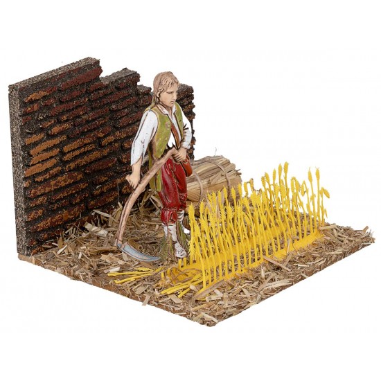 Contadino che miete nel campo serie 10 cm Landi per presepe