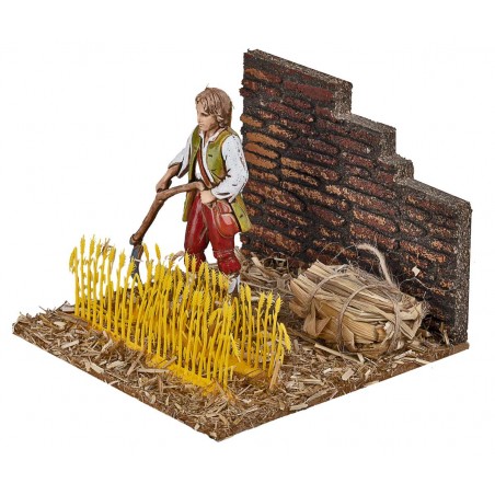 Contadino che miete nel campo serie 10 cm Landi per presepe