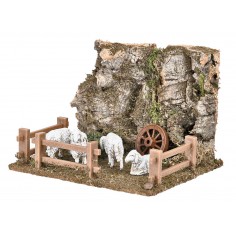 Recinto con pecore della serie Landi 10 cm per presepe Mondo 2