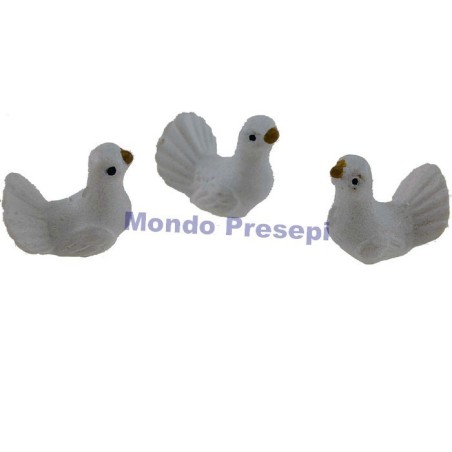 Set de 3 palomas blancas de 2 cm Mondo Presepi