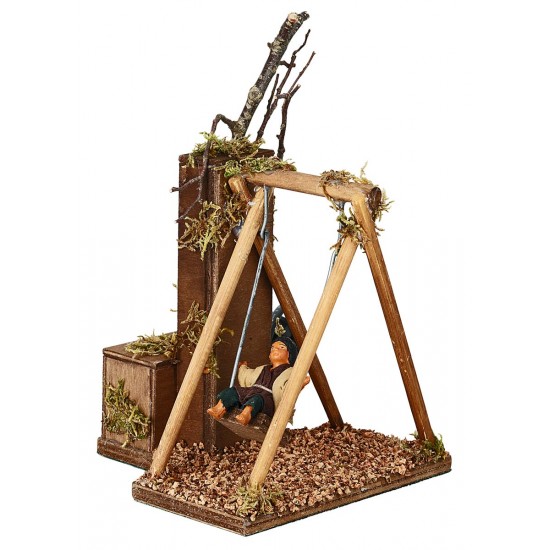 Child on moving swing 12 cm for nativity scene Mondo Presepi