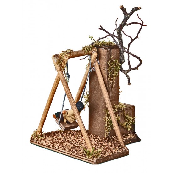 Child on moving swing 12 cm for nativity scene Mondo Presepi