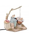 Mother with child in moving basket 12 cm for nativity scene